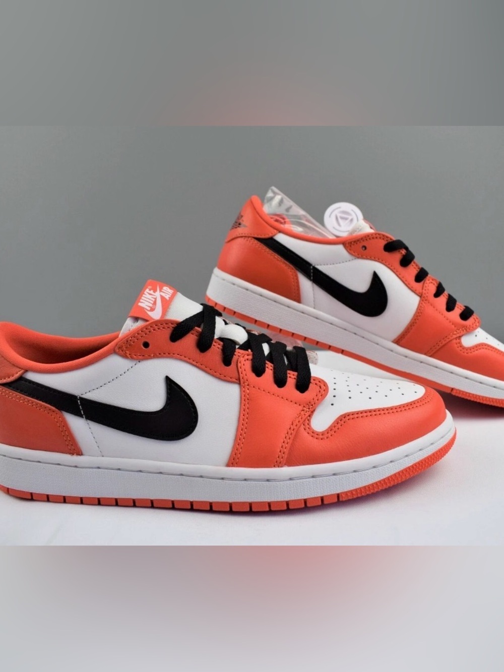 Nike Air Jordan Style Low-Top Sneakers - White / Orange / Black Sz 4.5Y Youth
